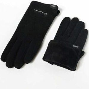 Black Wool Winter Touchscreen Fleece Lined Gloves